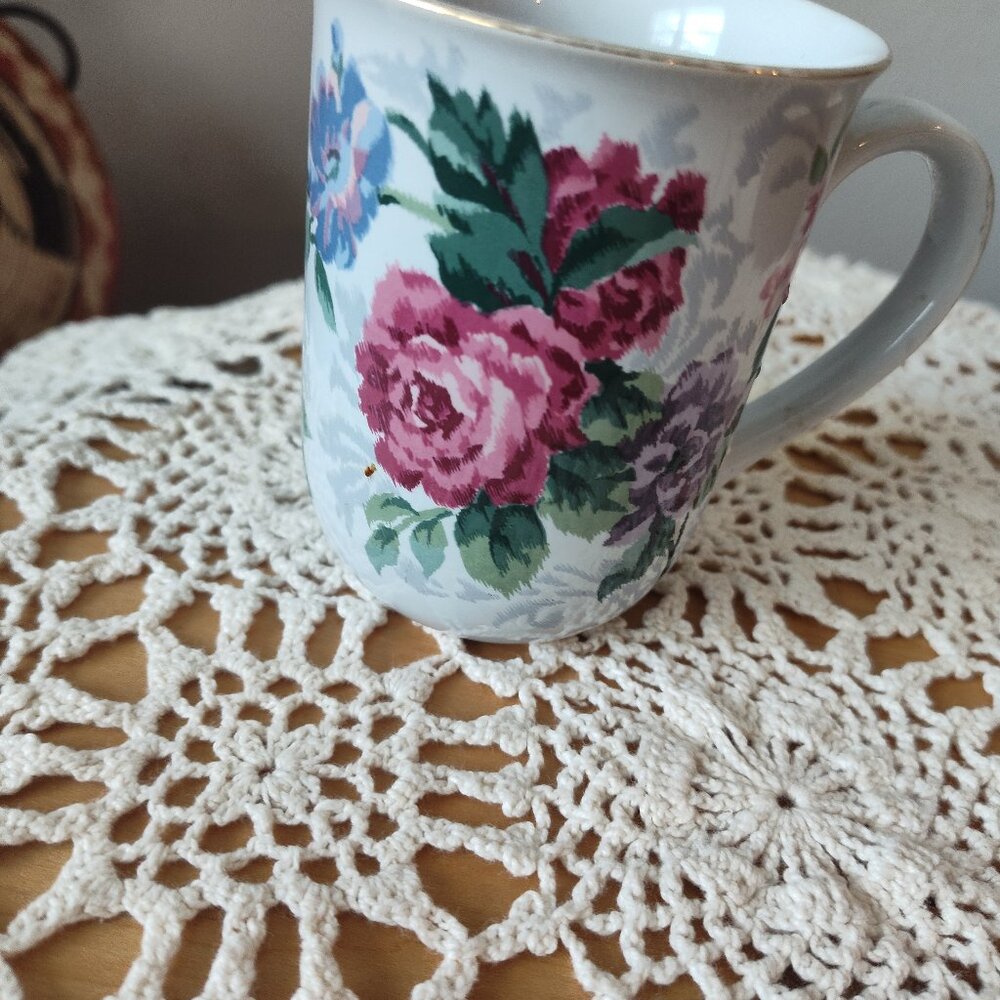 Victoria Rose Mugs, New Like Condition